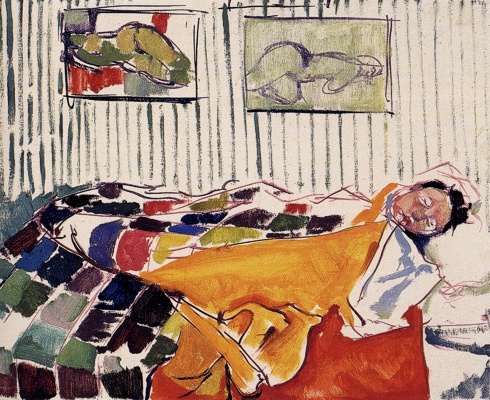 Truus slapend (1970) olieverf op doek 40 x 50